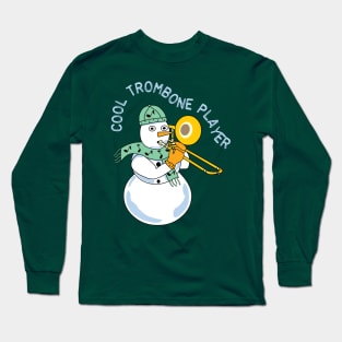 Cool Trombone Snowman Light Text Long Sleeve T-Shirt